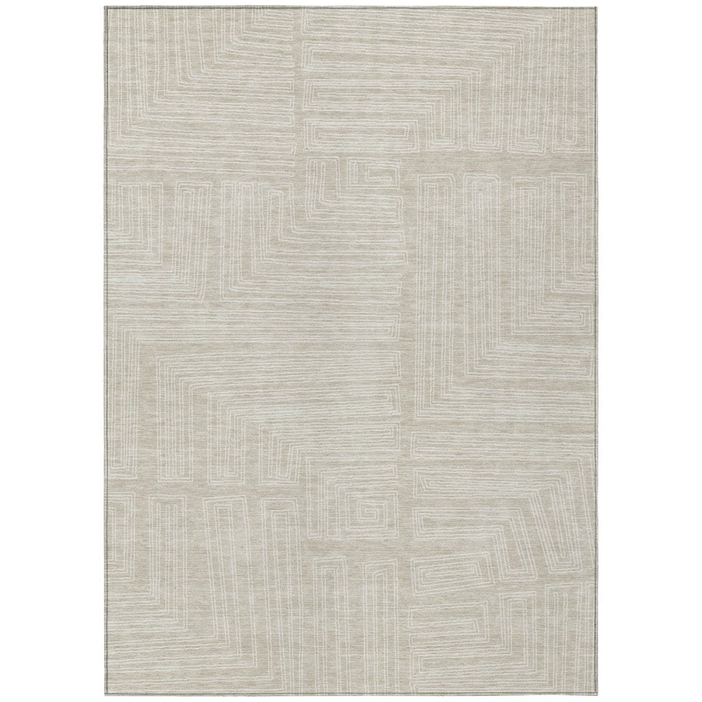 LOOMLAN Rugs Clayra Beige Washable Indoor-Outdoor Rug
