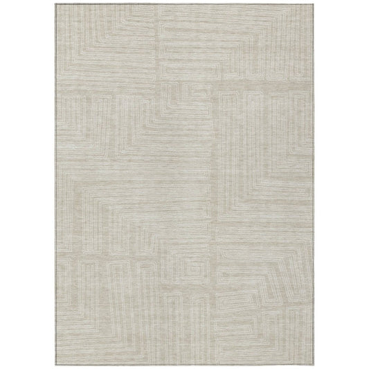 LOOMLAN Rugs Clayra Beige Washable Indoor-Outdoor Rug