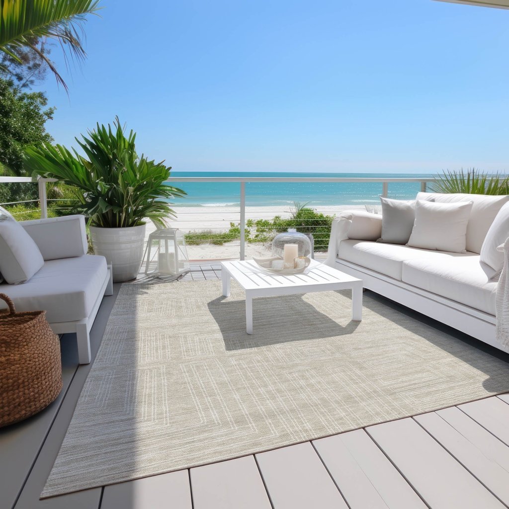 LOOMLAN Rugs Clayra Beige Washable Indoor-Outdoor Rug