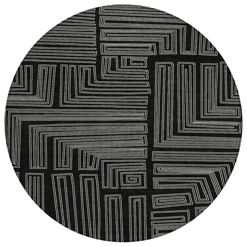 LOOMLAN Rugs Clayra Black Washable Indoor-Outdoor Rug
