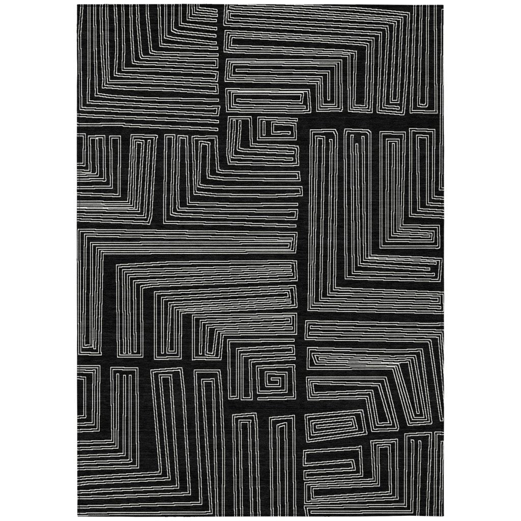 LOOMLAN Rugs Clayra Black Washable Indoor-Outdoor Rug