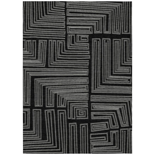 LOOMLAN Rugs Clayra Black Washable Indoor-Outdoor Rug