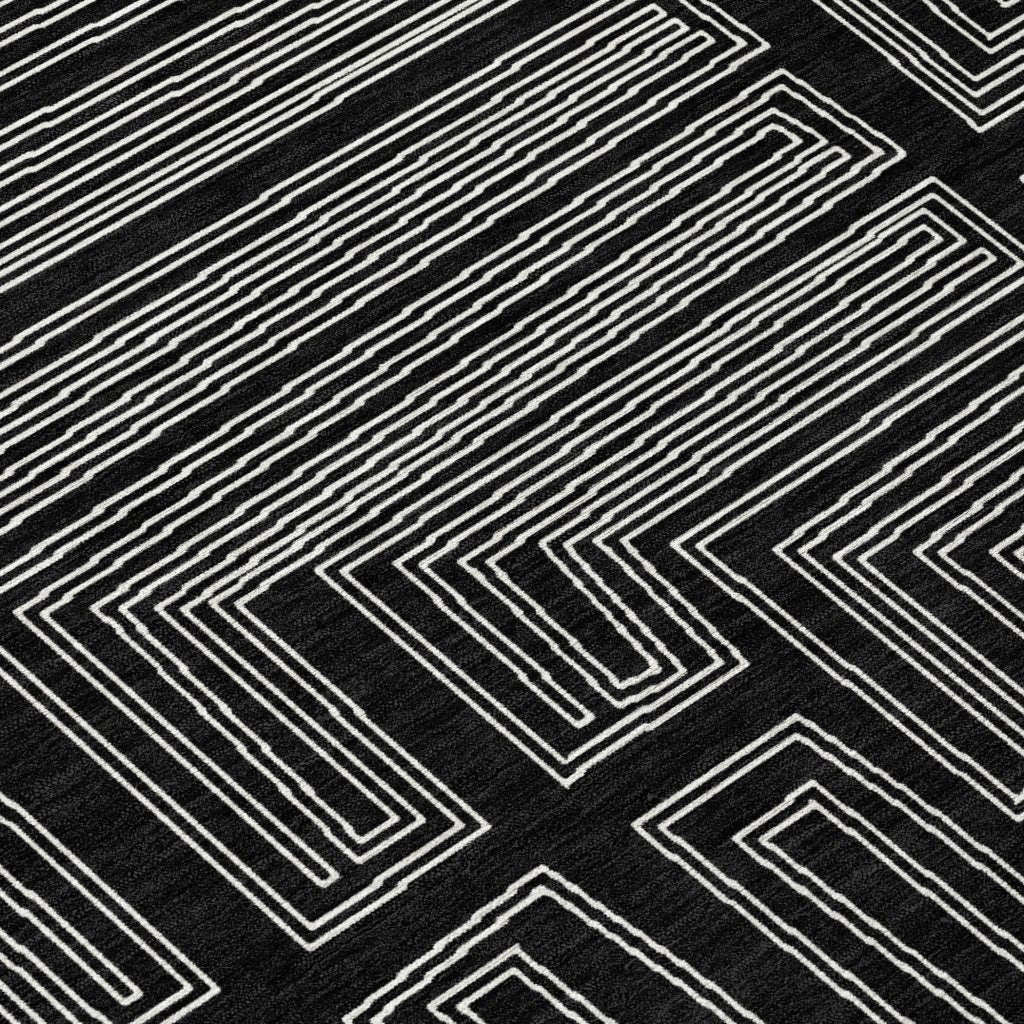 LOOMLAN Rugs Clayra Black Washable Indoor-Outdoor Rug