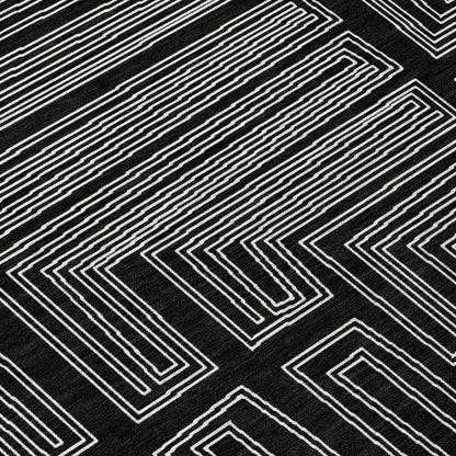 LOOMLAN Rugs Clayra Black Washable Indoor-Outdoor Rug
