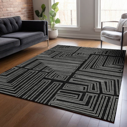 LOOMLAN Rugs Clayra Black Washable Indoor-Outdoor Rug