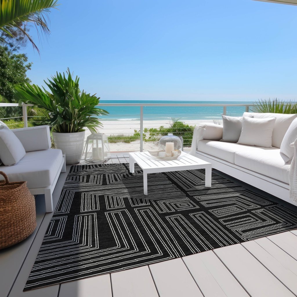 LOOMLAN Rugs Clayra Black Washable Indoor-Outdoor Rug