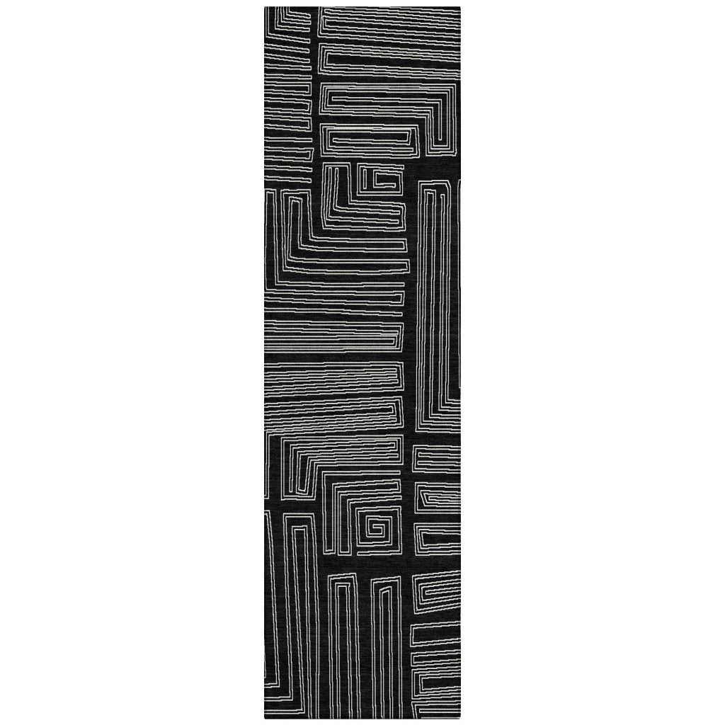 LOOMLAN Rugs Clayra Black Washable Indoor-Outdoor Rug