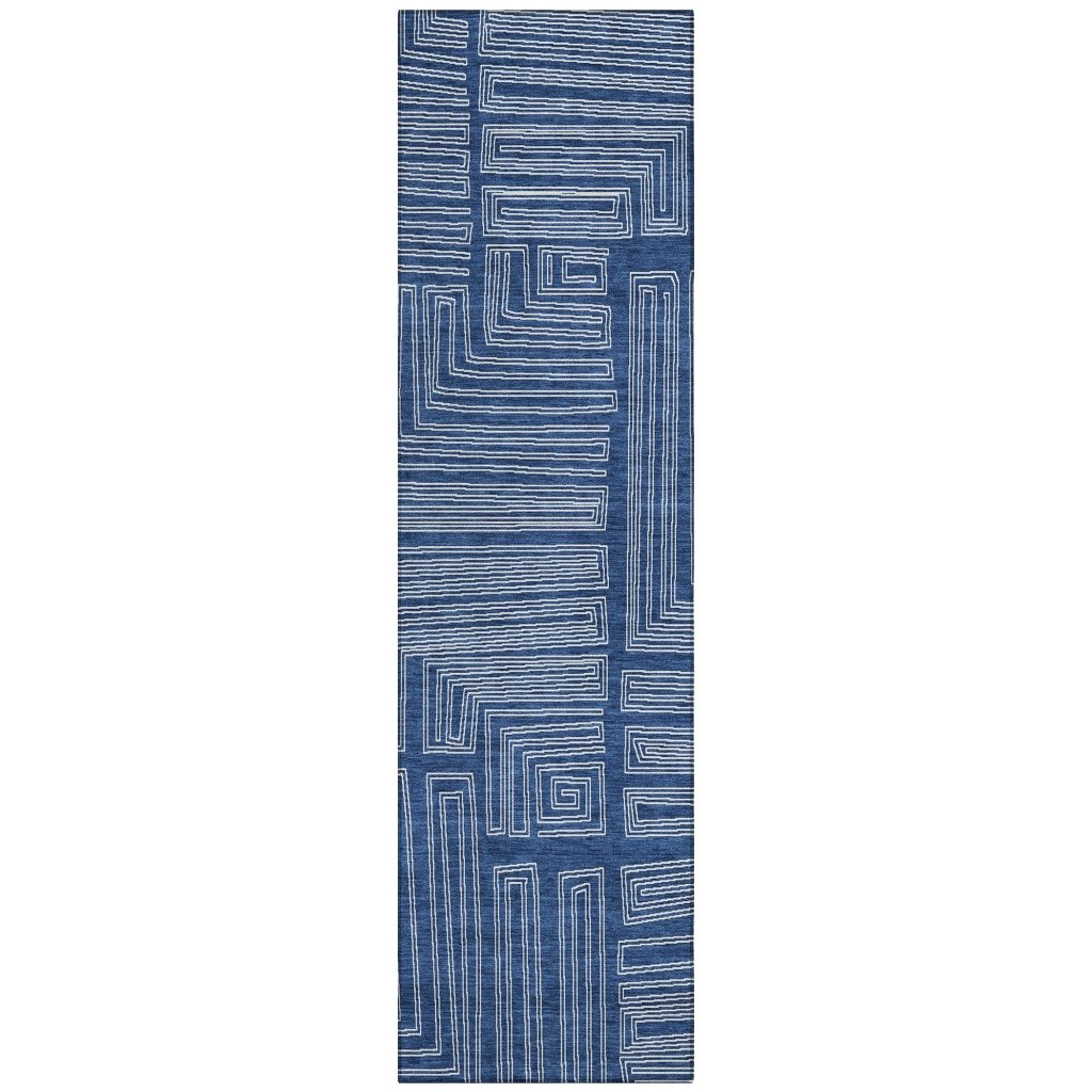 LOOMLAN Rugs Clayra Blue Washable Indoor-Outdoor Rug