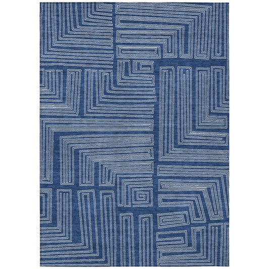 LOOMLAN Rugs Clayra Blue Washable Indoor-Outdoor Rug