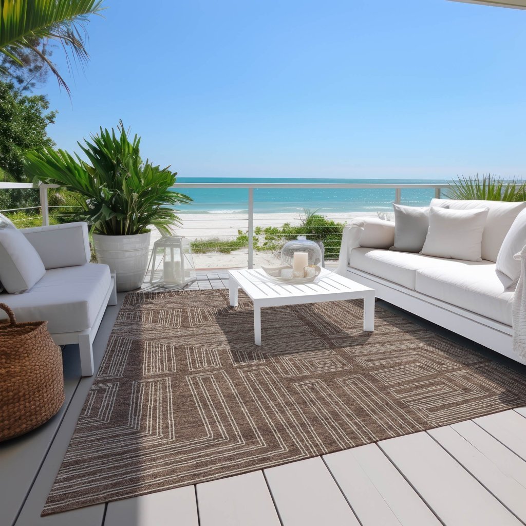 LOOMLAN Rugs Clayra Brown Washable Indoor-Outdoor Rug