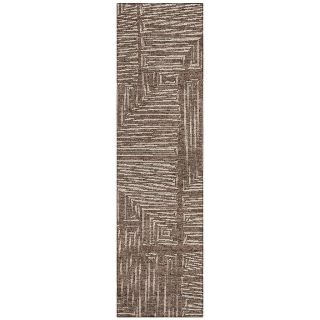 LOOMLAN Rugs Clayra Brown Washable Indoor-Outdoor Rug