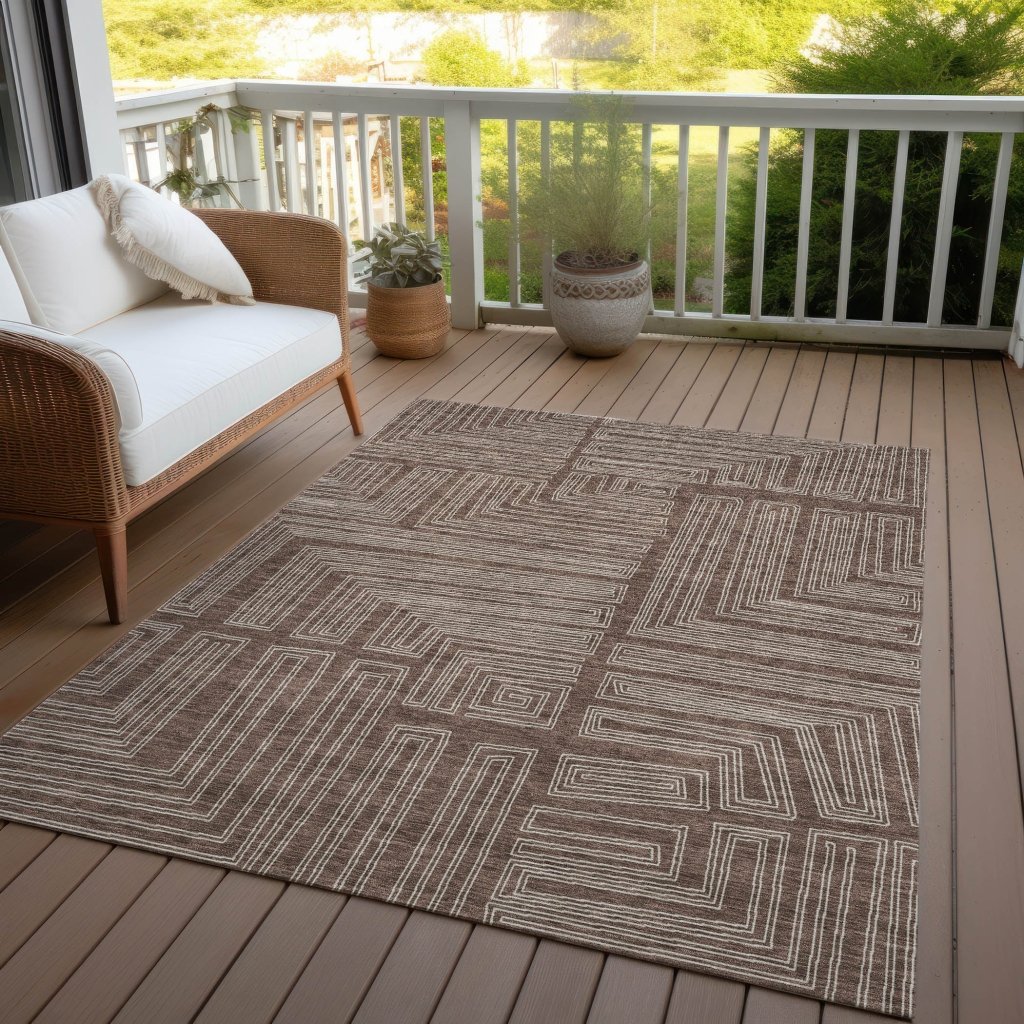 LOOMLAN Rugs Clayra Brown Washable Indoor-Outdoor Rug