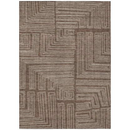 LOOMLAN Rugs Clayra Brown Washable Indoor-Outdoor Rug