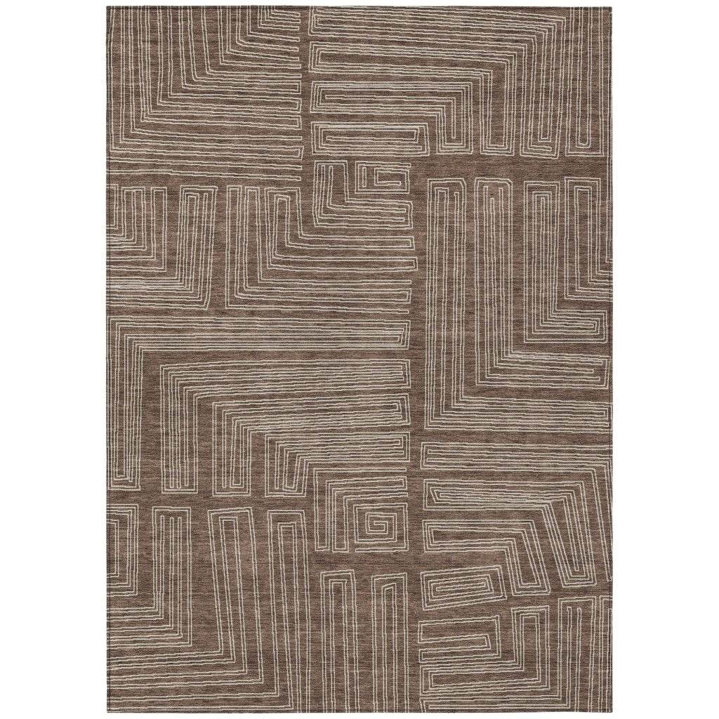 LOOMLAN Rugs Clayra Brown Washable Indoor-Outdoor Rug