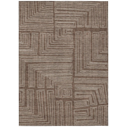 LOOMLAN Rugs Clayra Brown Washable Indoor-Outdoor Rug
