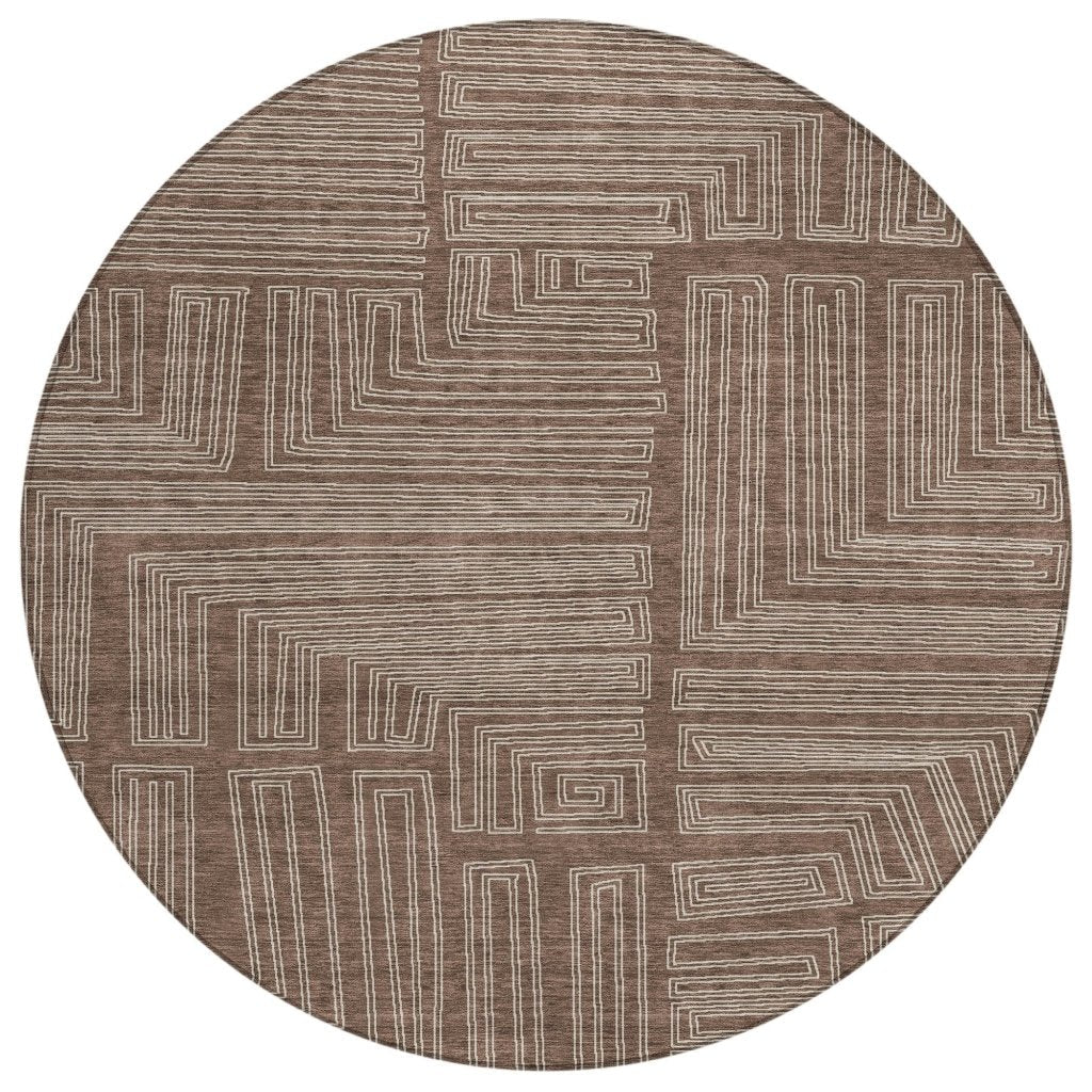 LOOMLAN Rugs Clayra Brown Washable Indoor-Outdoor Rug