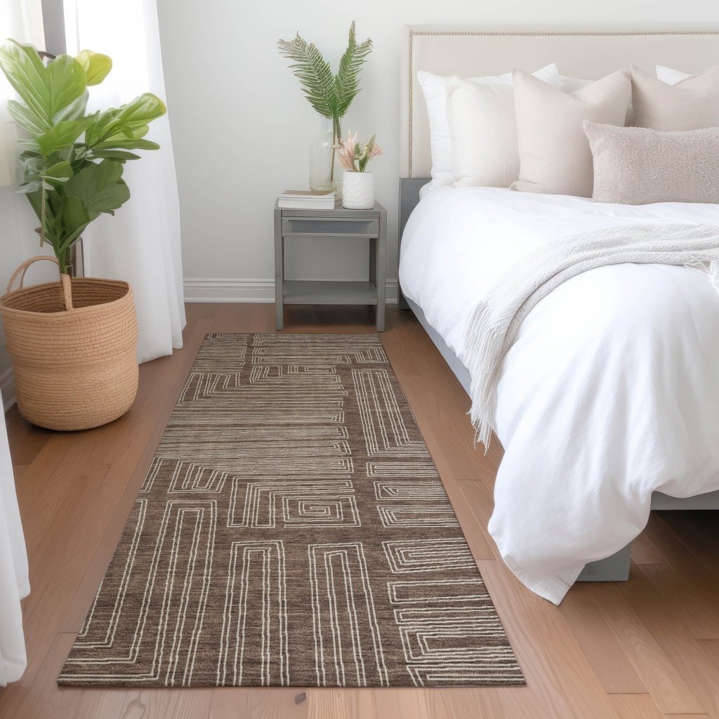 LOOMLAN Rugs Clayra Brown Washable Indoor-Outdoor Rug