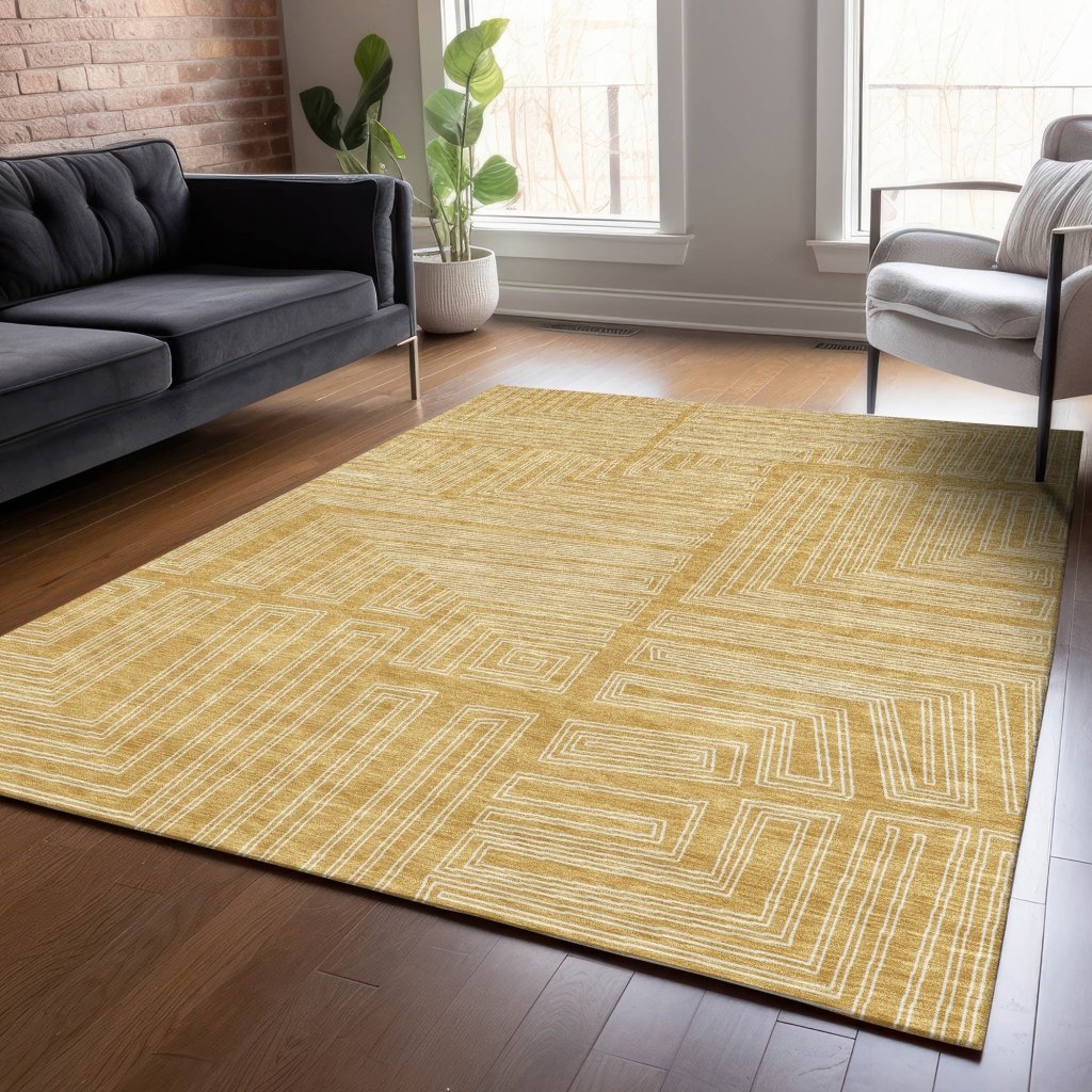 LOOMLAN Rugs Clayra Gold Washable Indoor-Outdoor Rug