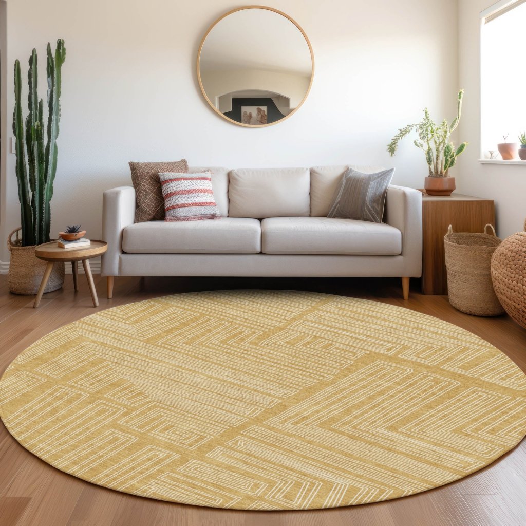 LOOMLAN Rugs Clayra Gold Washable Indoor-Outdoor Rug