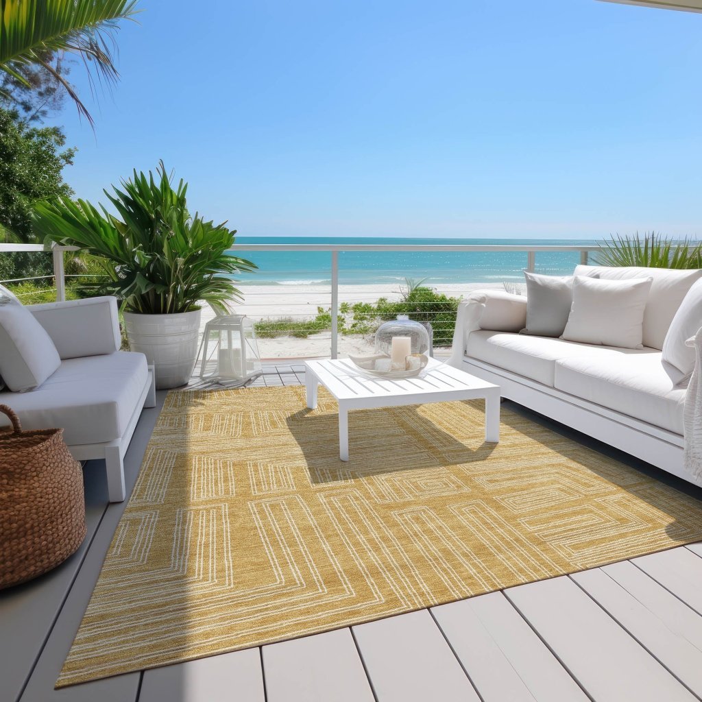 LOOMLAN Rugs Clayra Gold Washable Indoor-Outdoor Rug