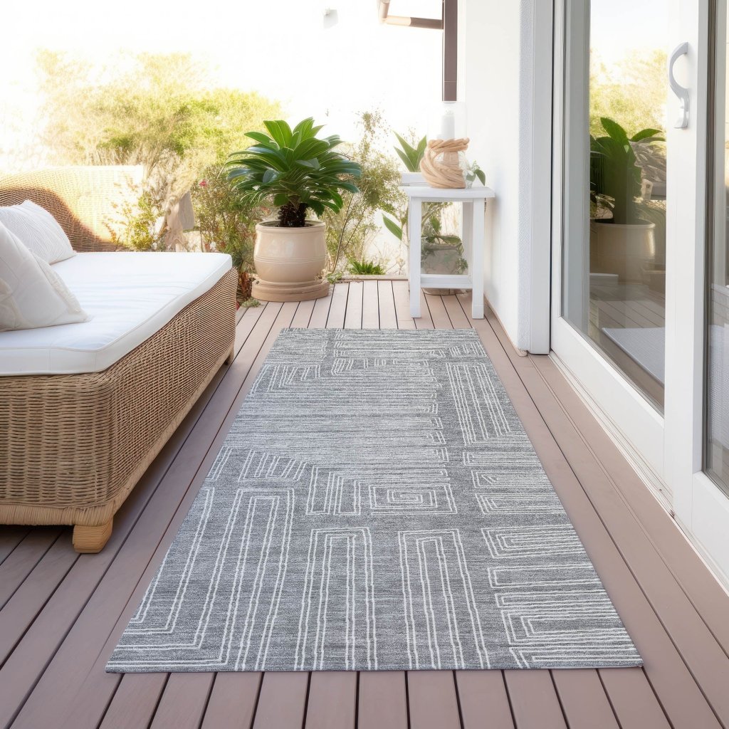 LOOMLAN Rugs Clayra Gray Washable Indoor-Outdoor Rug