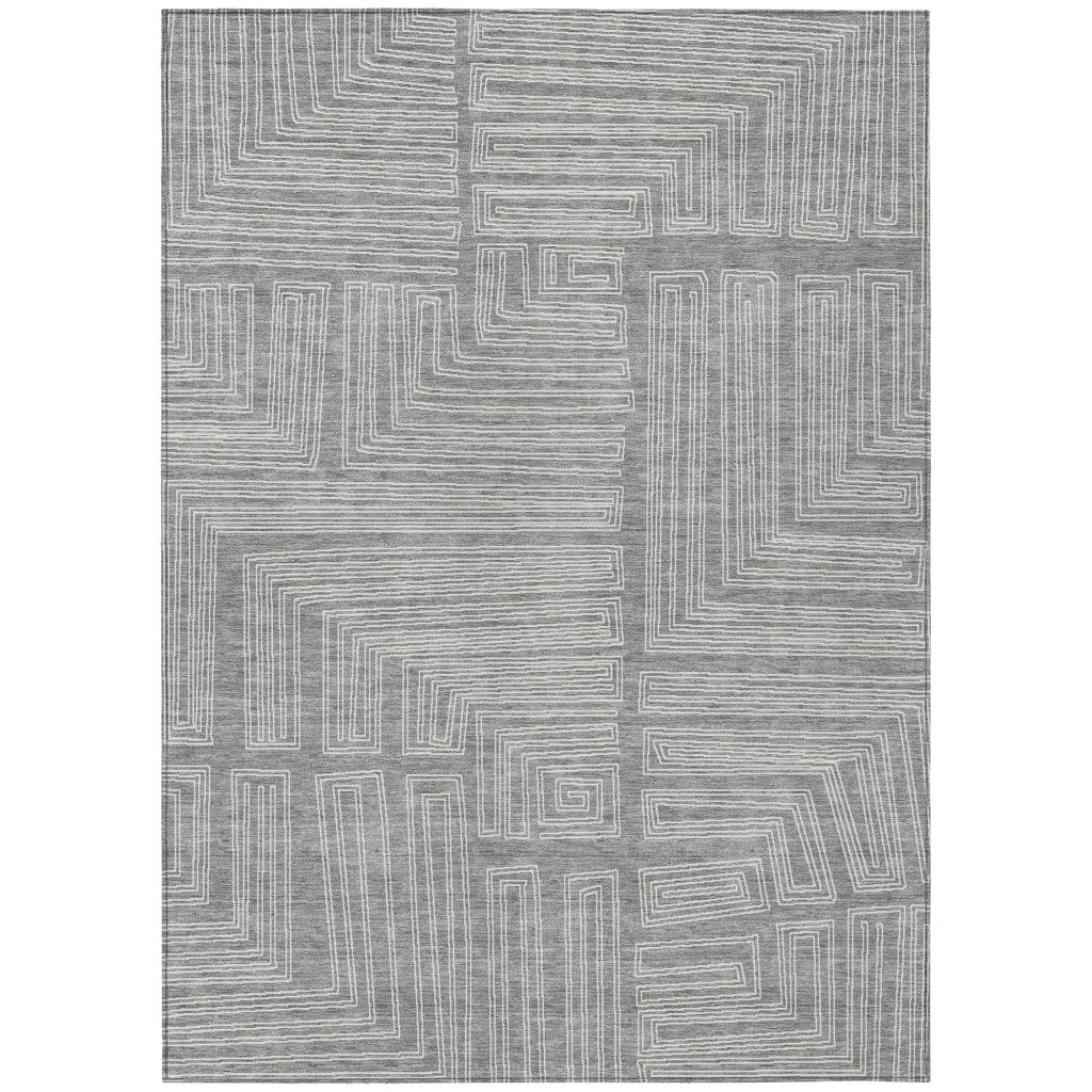 LOOMLAN Rugs Clayra Gray Washable Indoor-Outdoor Rug