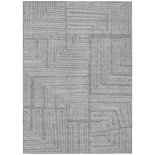 LOOMLAN Rugs Clayra Gray Washable Indoor-Outdoor Rug
