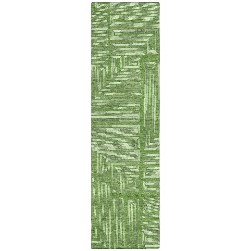 LOOMLAN Rugs Clayra Green Washable Indoor-Outdoor Rug