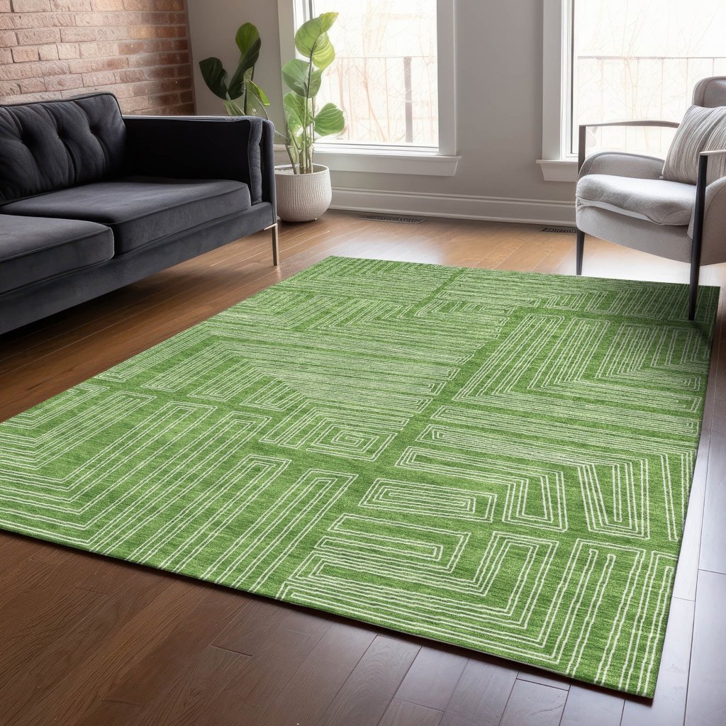 LOOMLAN Rugs Clayra Green Washable Indoor-Outdoor Rug
