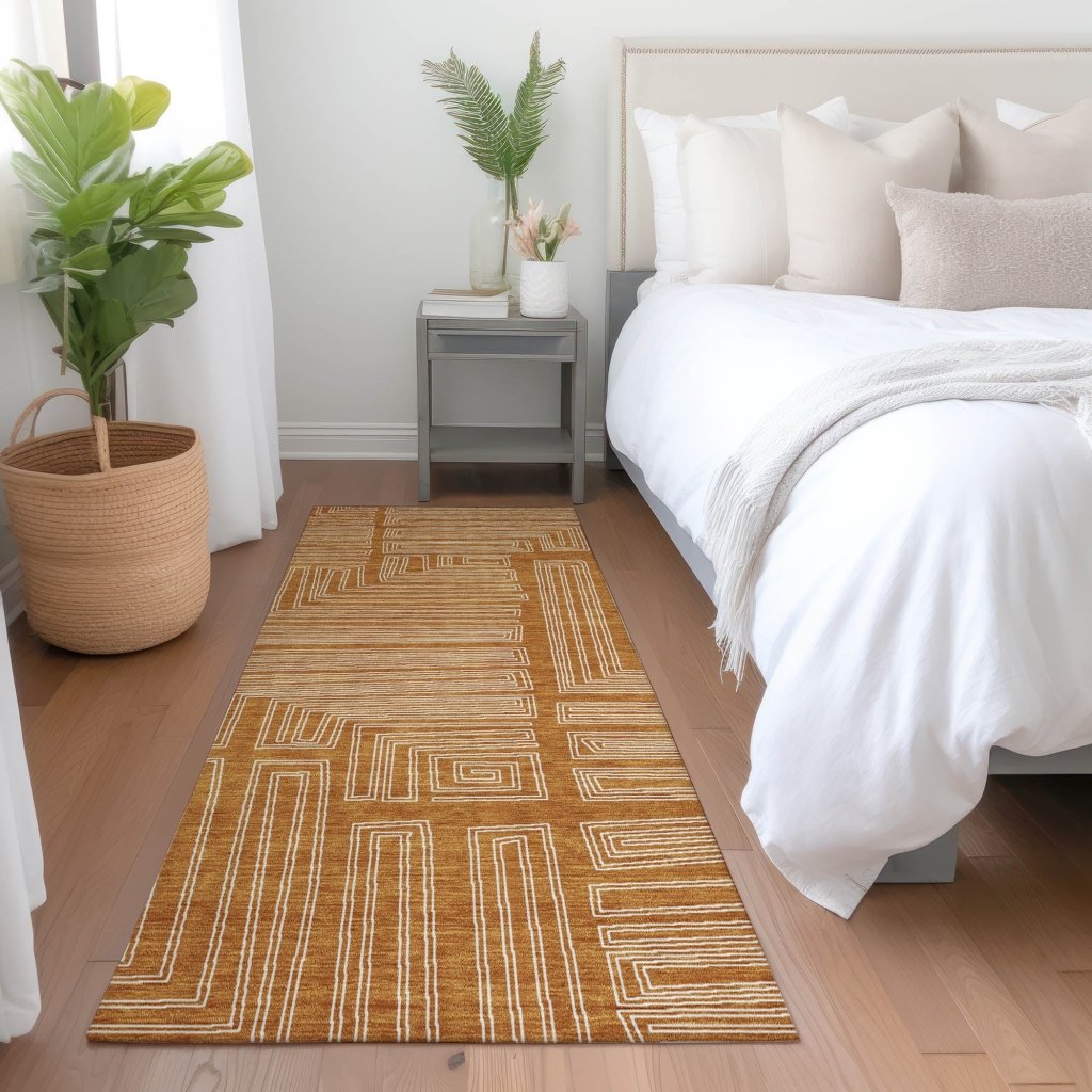 LOOMLAN Rugs Clayra Orange Washable Indoor-Outdoor Rug