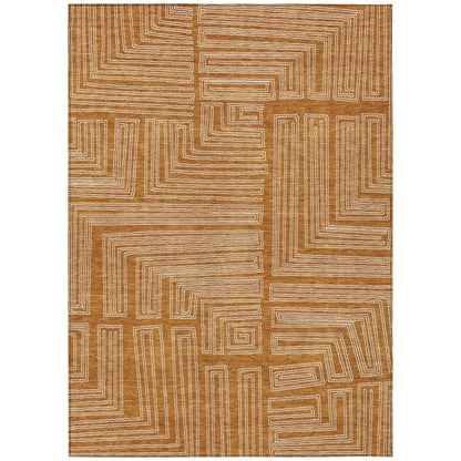 LOOMLAN Rugs Clayra Orange Washable Indoor-Outdoor Rug