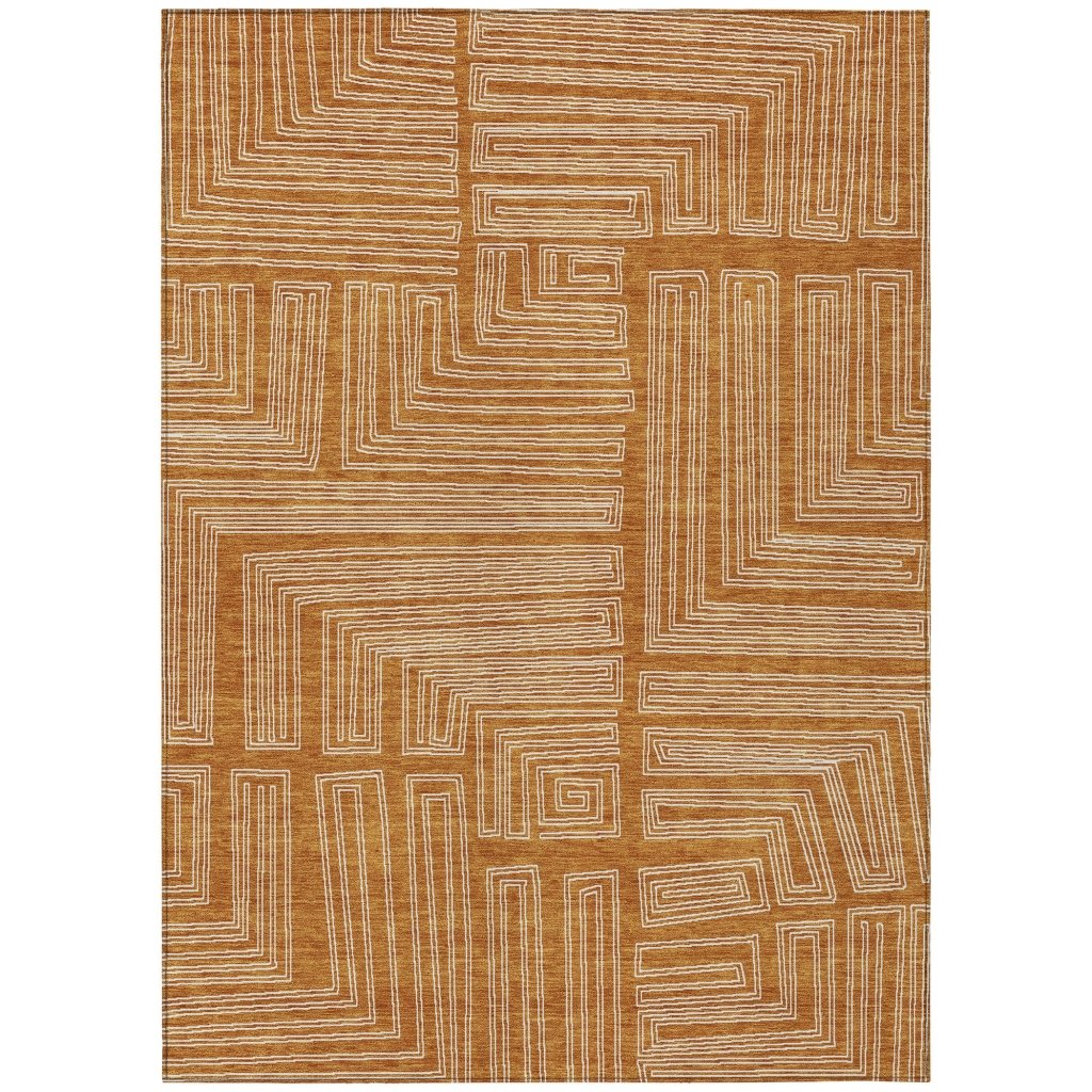 LOOMLAN Rugs Clayra Orange Washable Indoor-Outdoor Rug
