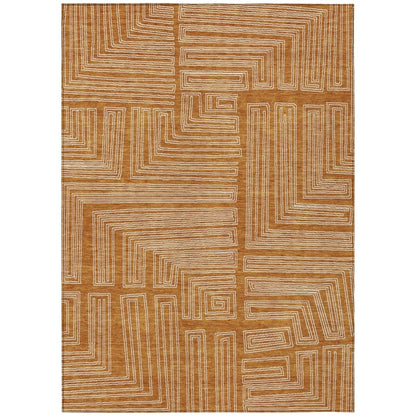 LOOMLAN Rugs Clayra Orange Washable Indoor-Outdoor Rug