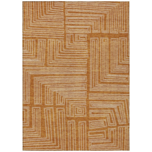 LOOMLAN Rugs Clayra Orange Washable Indoor-Outdoor Rug