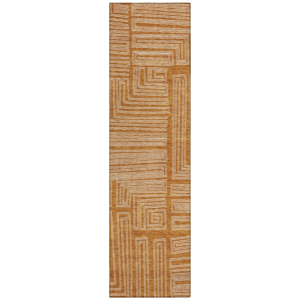 LOOMLAN Rugs Clayra Orange Washable Indoor-Outdoor Rug
