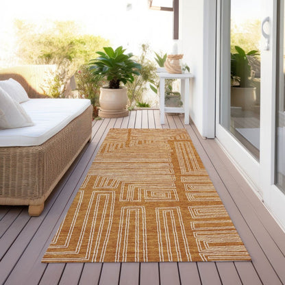 LOOMLAN Rugs Clayra Orange Washable Indoor-Outdoor Rug