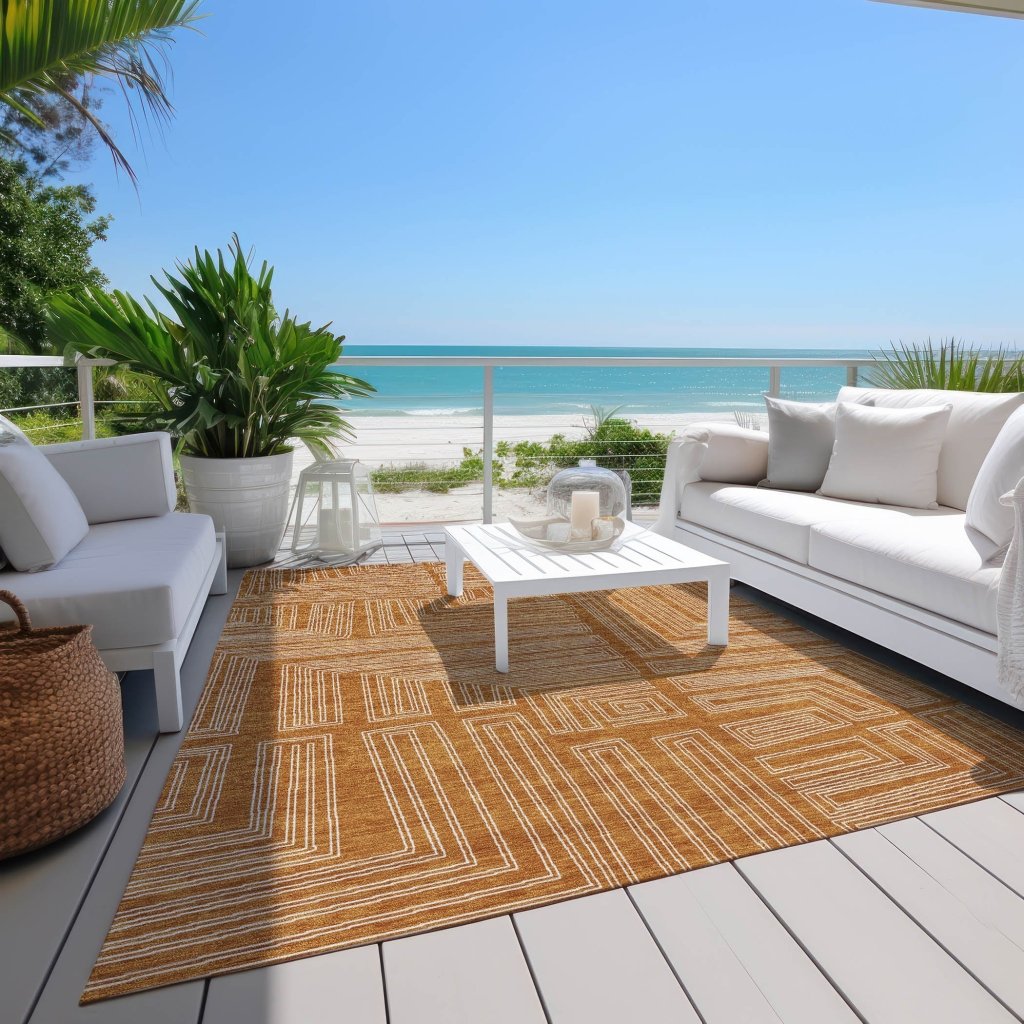 LOOMLAN Rugs Clayra Orange Washable Indoor-Outdoor Rug