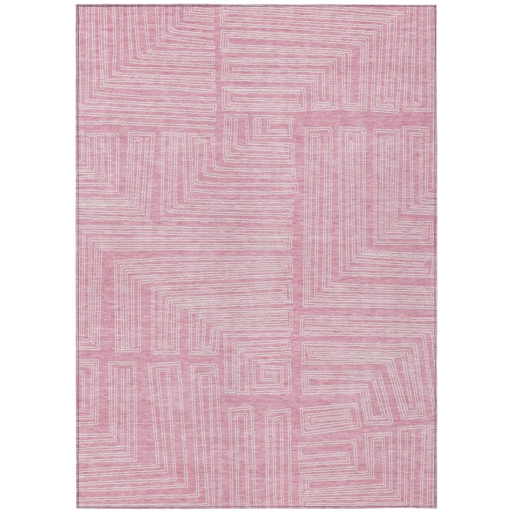 LOOMLAN Rugs Clayra Pink Washable Indoor-Outdoor Rug