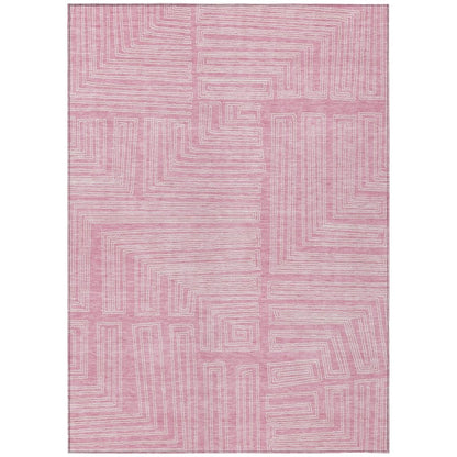 LOOMLAN Rugs Clayra Pink Washable Indoor-Outdoor Rug