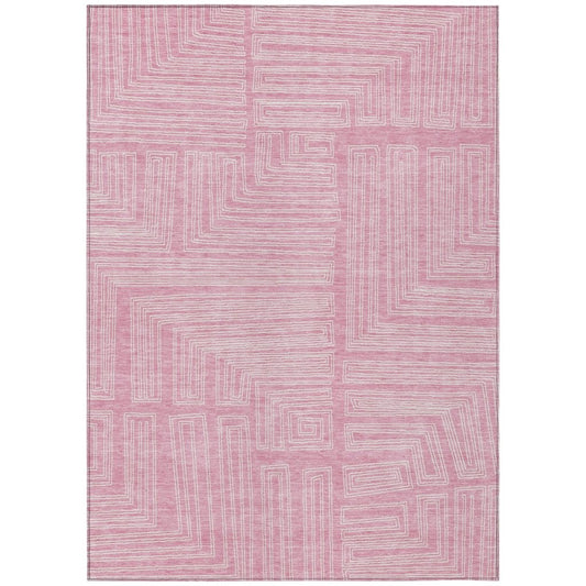 LOOMLAN Rugs Clayra Pink Washable Indoor-Outdoor Rug