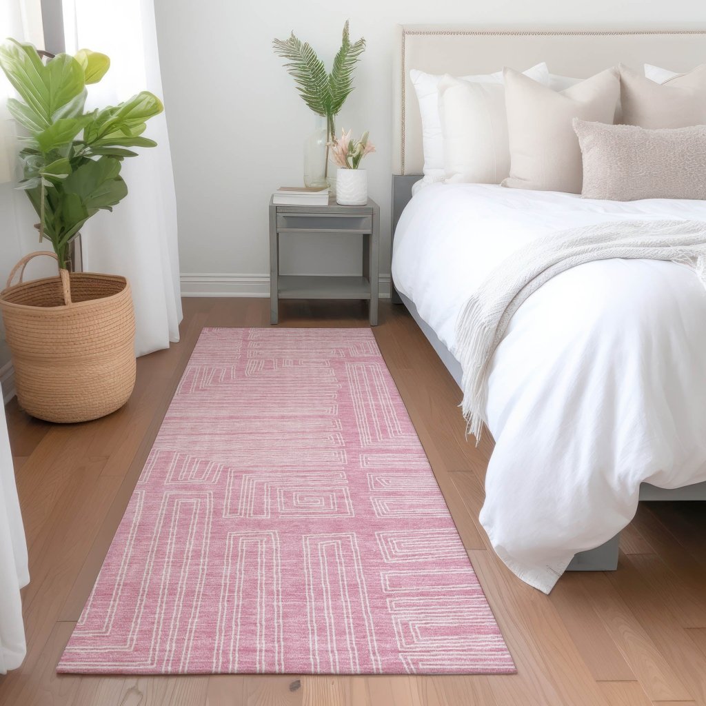 LOOMLAN Rugs Clayra Pink Washable Indoor-Outdoor Rug