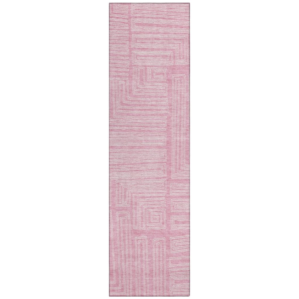 LOOMLAN Rugs Clayra Pink Washable Indoor-Outdoor Rug