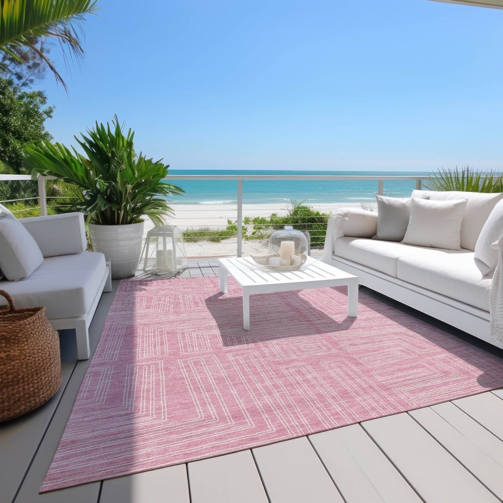 LOOMLAN Rugs Clayra Pink Washable Indoor-Outdoor Rug
