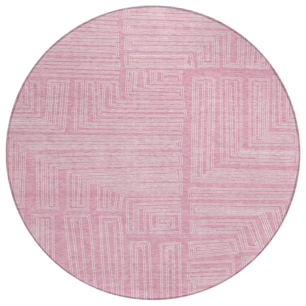 LOOMLAN Rugs Clayra Pink Washable Indoor-Outdoor Rug