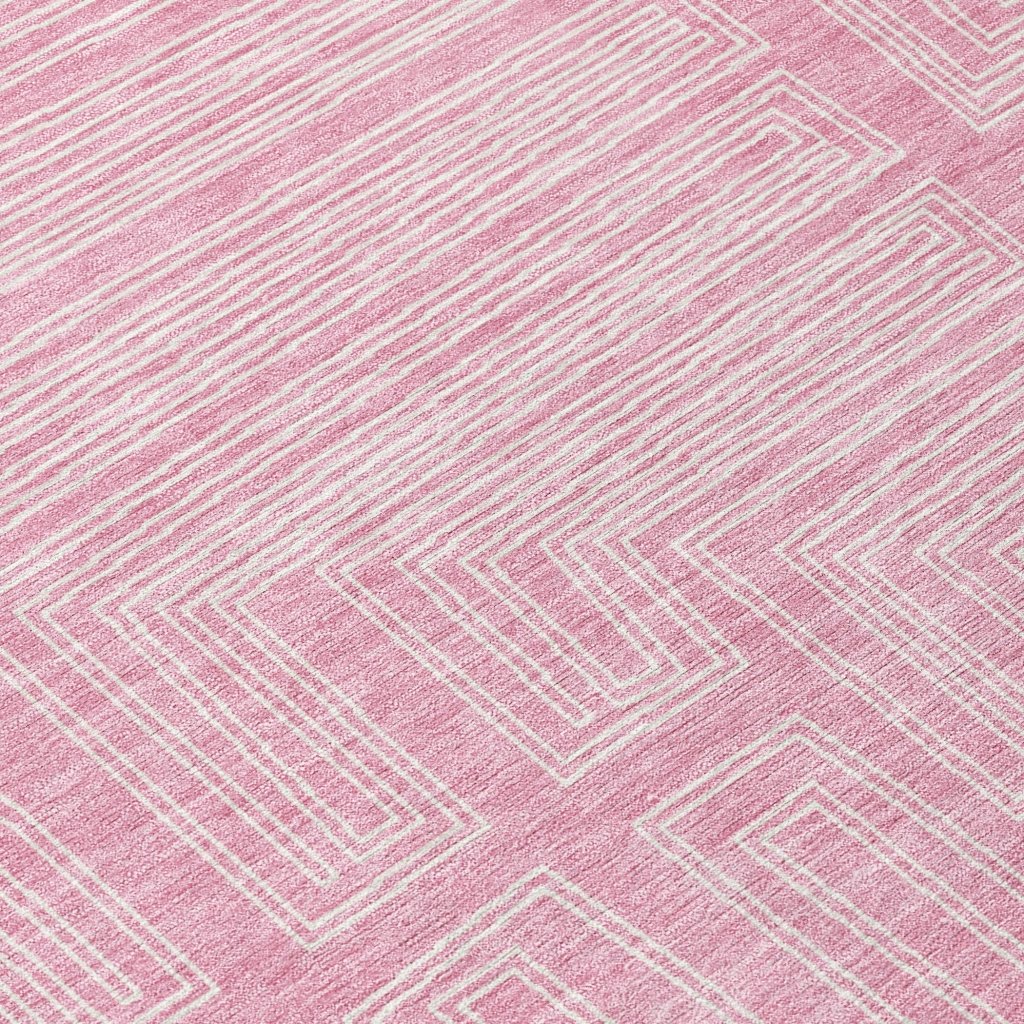 LOOMLAN Rugs Clayra Pink Washable Indoor-Outdoor Rug