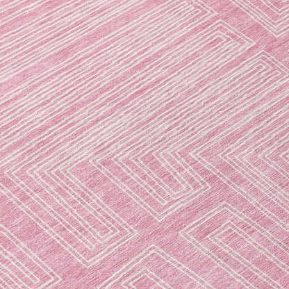 LOOMLAN Rugs Clayra Pink Washable Indoor-Outdoor Rug