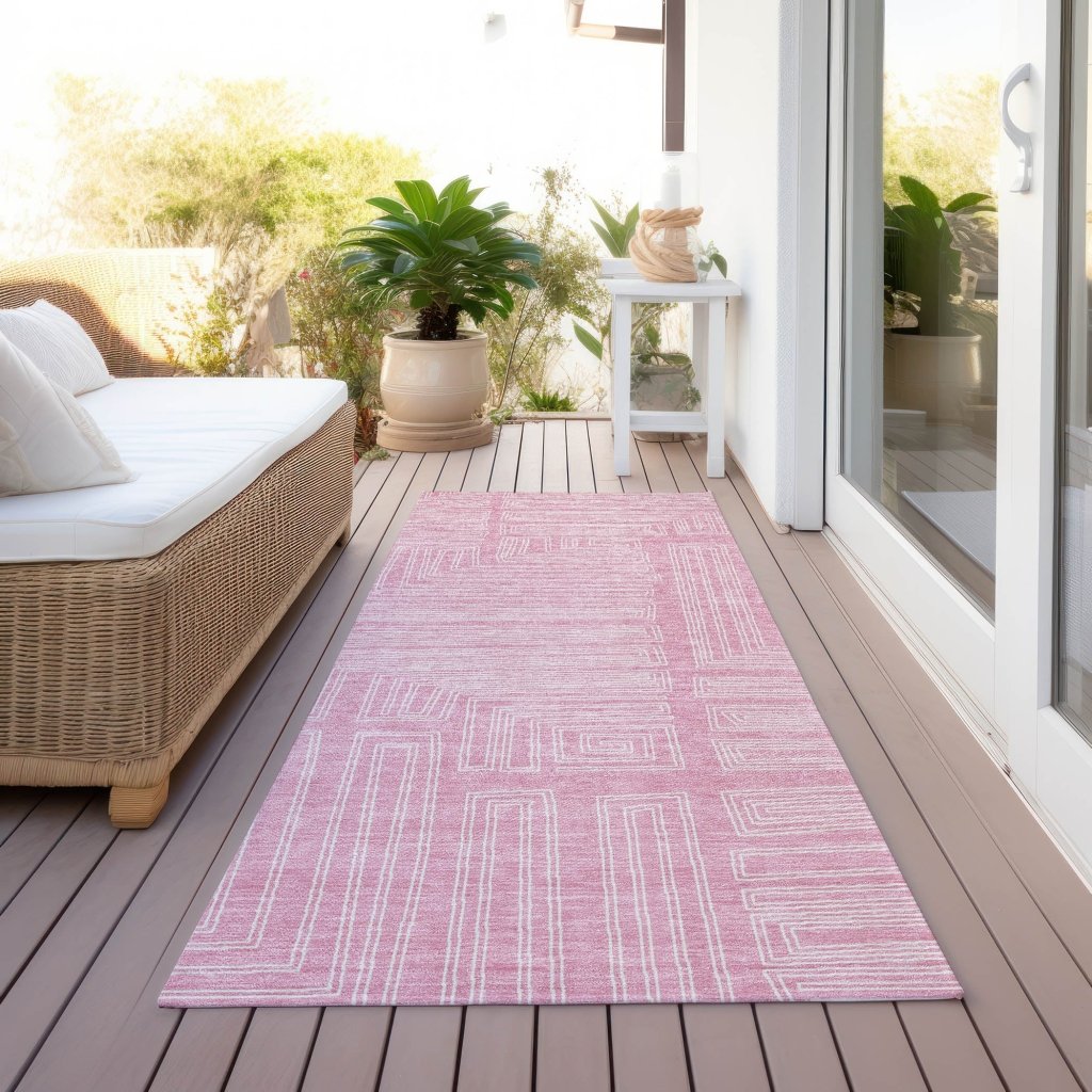 LOOMLAN Rugs Clayra Pink Washable Indoor-Outdoor Rug