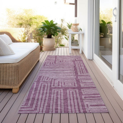 LOOMLAN Rugs Clayra Purple Washable Indoor-Outdoor Rug