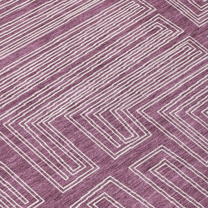 LOOMLAN Rugs Clayra Purple Washable Indoor-Outdoor Rug