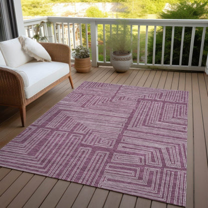 LOOMLAN Rugs Clayra Purple Washable Indoor-Outdoor Rug